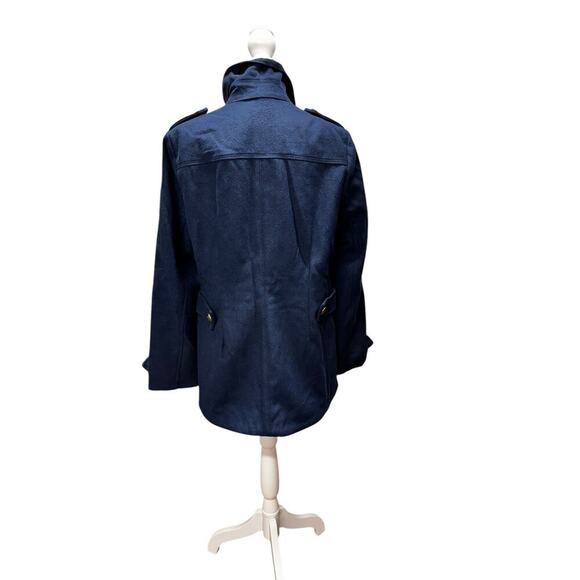 CAbi Coat Size M Navy Blue Wool Blend Peacoat Gold Anchor Buttons - Picture 15 of 16
